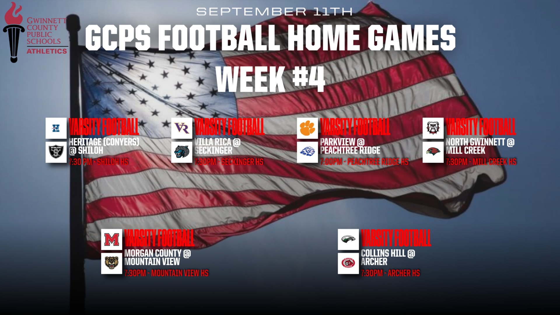 Week 4 Varsity Home Football Games 9/11