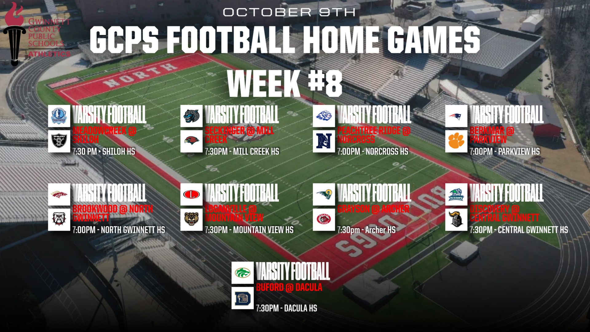 GCPS Varsity Football Week #8 Home Games