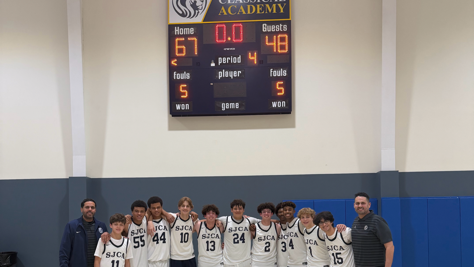 Slide 3 - Varsity pulls out the big W to start their season!