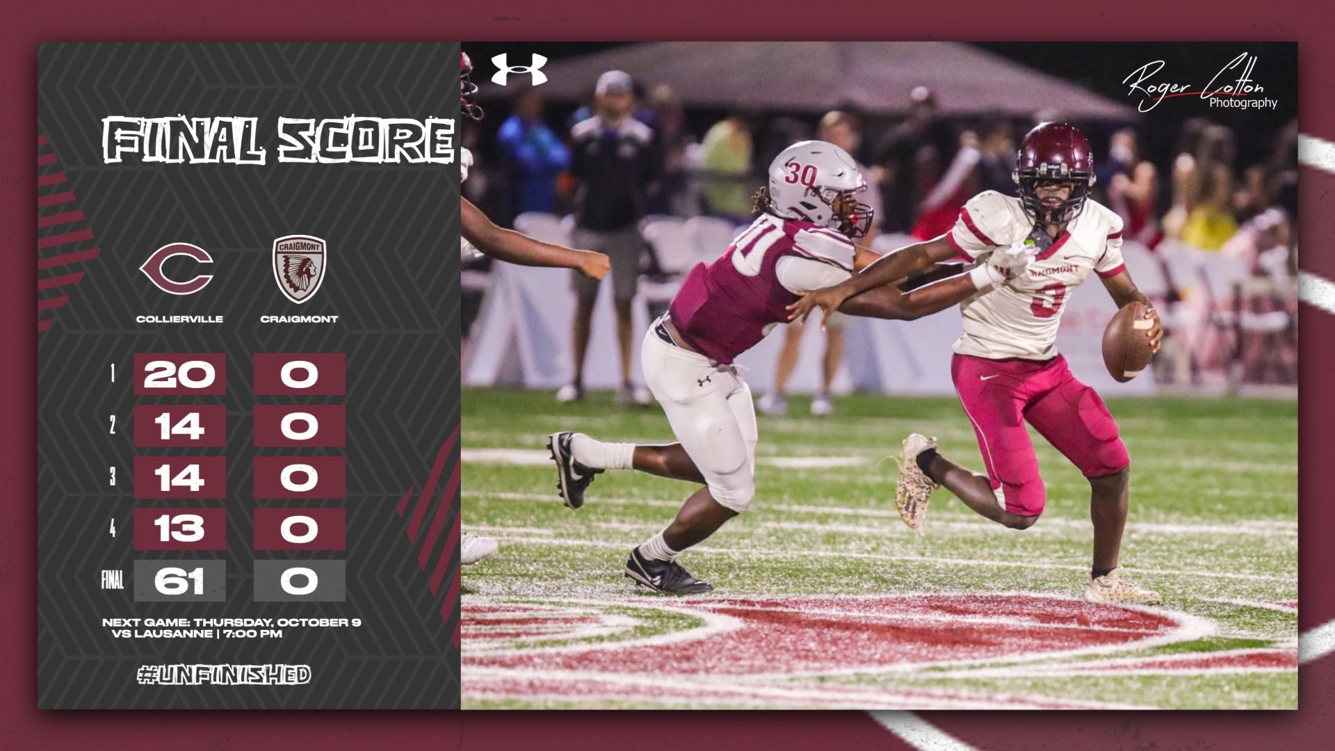 Slide 4 - COLLIERVILLE POWERS PAST CRAIGMONT IN 61-0 SHUTOUT