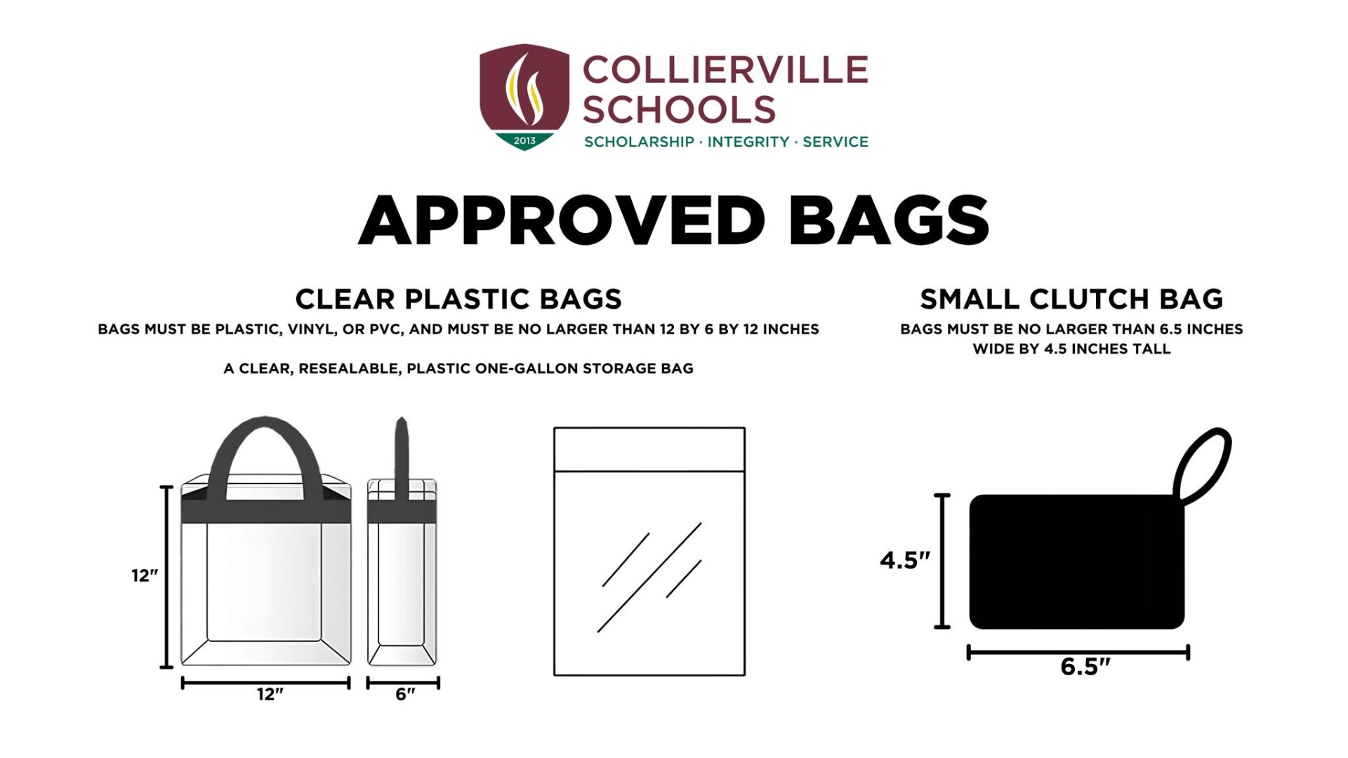 Slide 7 - New clear bag procedure for all athletic events at Collierville High School
