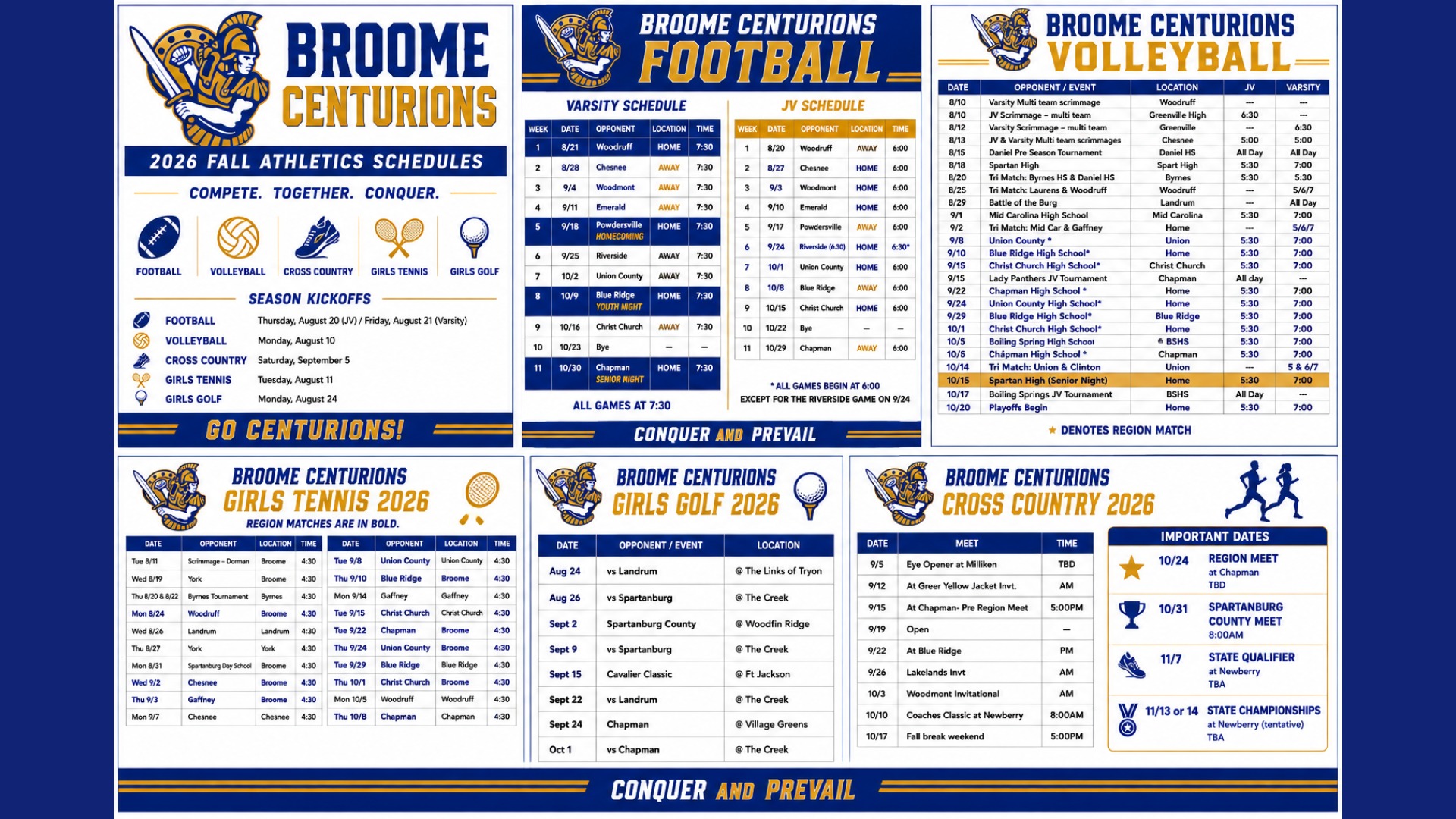 Slide 1 - Fall Sports Schedule 