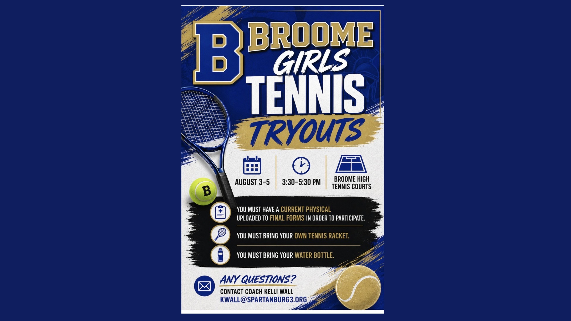 Slide 0 - Girls Tennis Tryouts