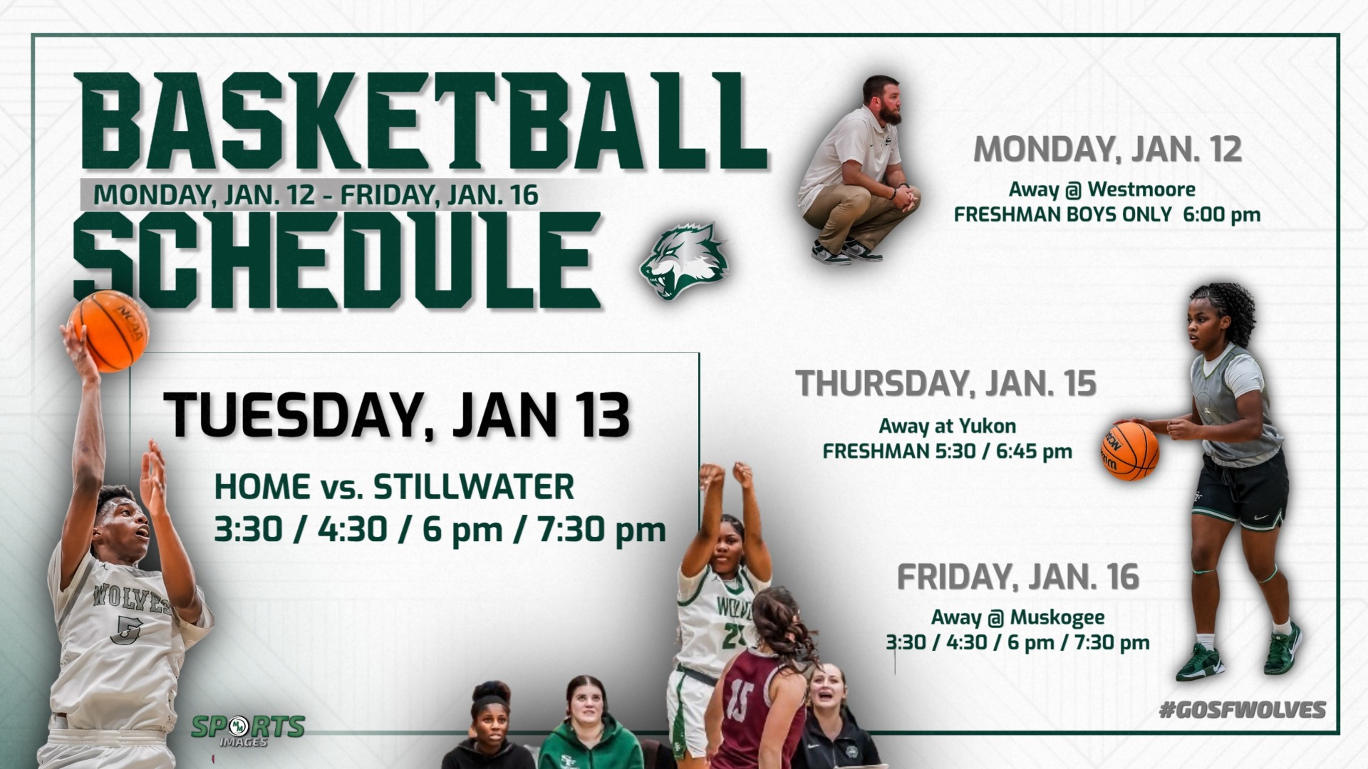 Basketball schedule this week; Home game on Tuesday vs. Stillwater!