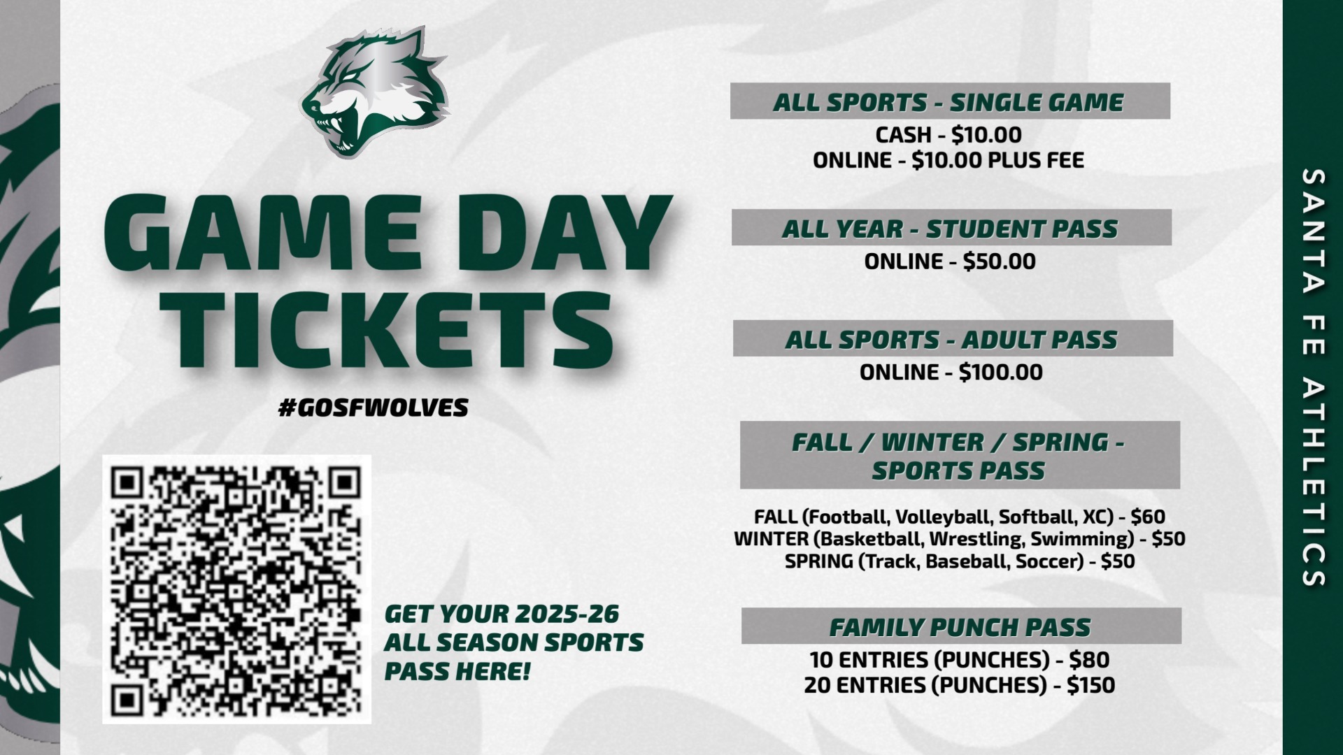 Ticket pricing for the 2025-2026 school year!