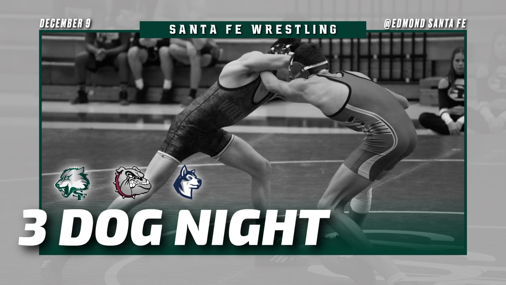 3 Dog Wrestling duals tonight for Varsity HS and JH.